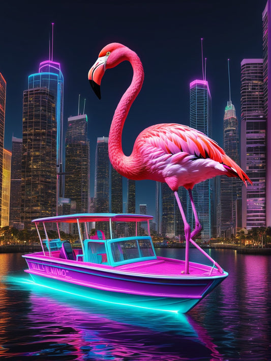 Neonflamingo auf der Glitzerwelle